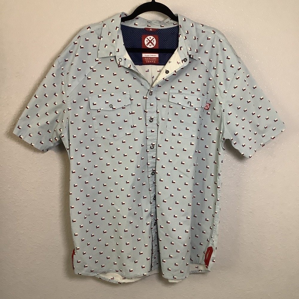 Tumbleweed TexStyle Blue Texas Flag Snap Button Vented Shirt XL‎ Casual Summer